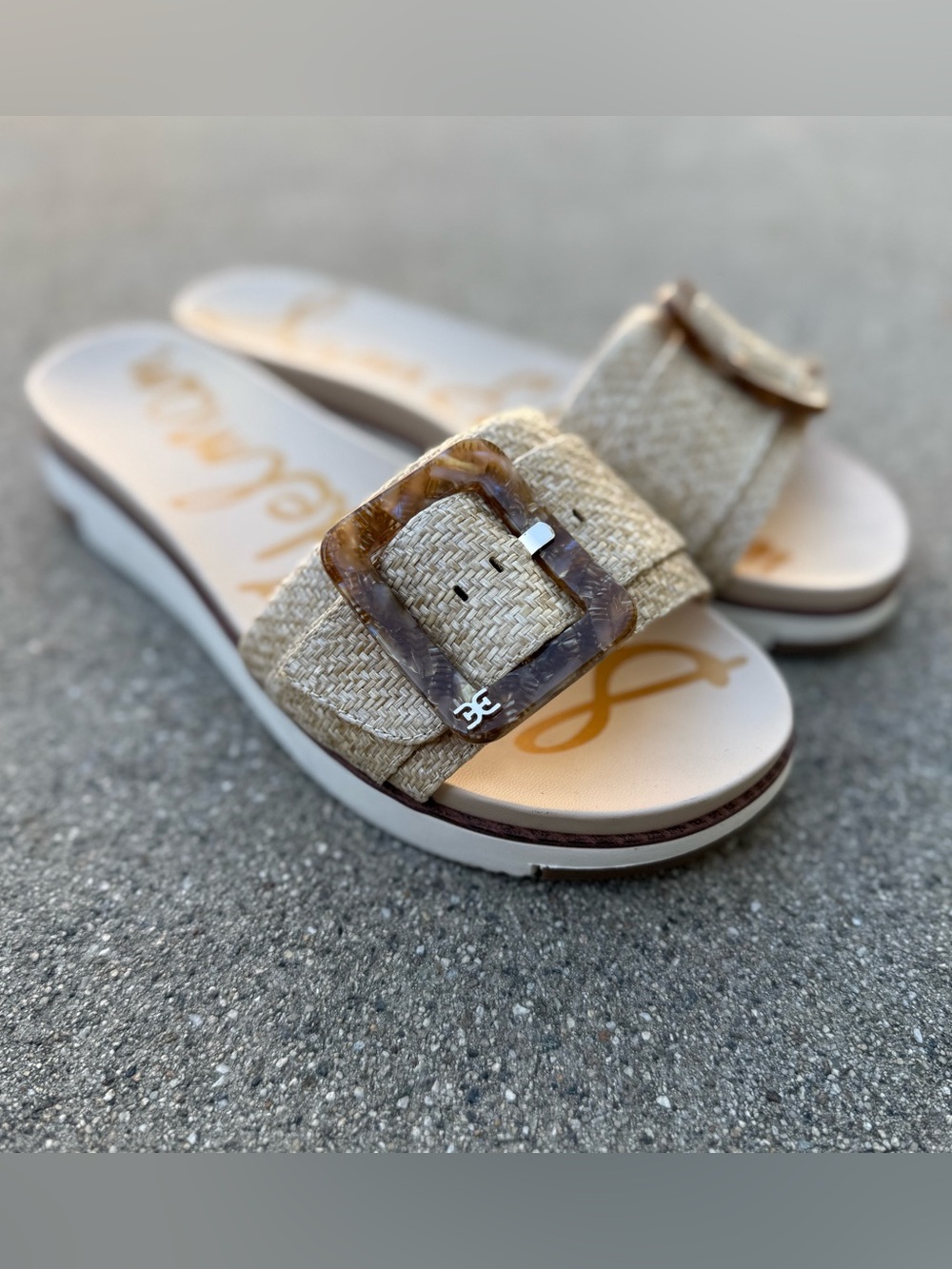 Sam Edelman Womens Ariane Platform Buckle Slides Sandals size 8.5 preloved